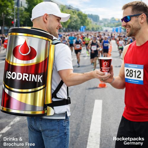 Bierrucksack im Einsatz bei Stadion-Promotion und Fan-Aktivierung.