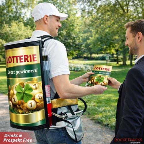 Exklusiver Getränke-Rucksack für stilvolles Catering bei Hochzeiten und Private Events. Servieren Sie Drinks direkt am Gast, ohne lange Wartezeiten an der Bar.