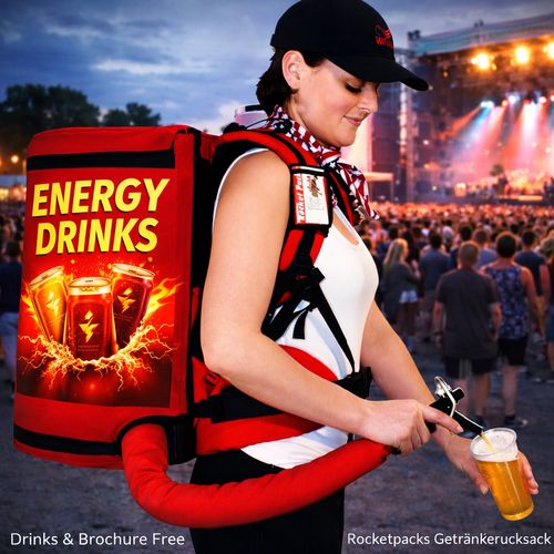 Fokus auf das atmungsaktive Rückensystem des Getränkerucksacks.