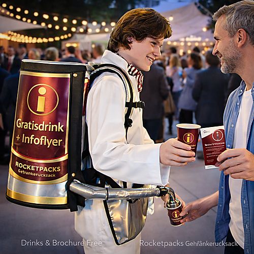 Ergonomisch geformter Getränkerucksack mit gepolsterten Tragegurten.