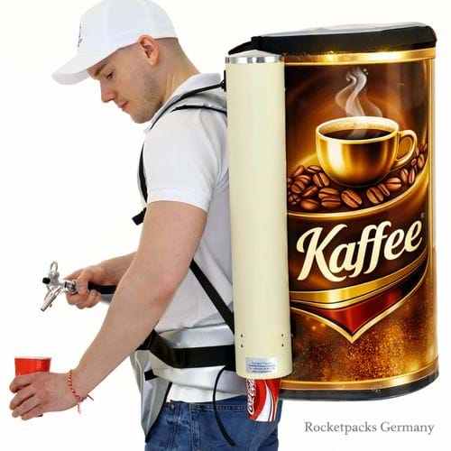 Getränkerucksack für mobilen Ausschank von Kaffee und Heißgetränken bei Veranstaltungen