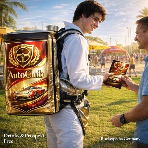 Mobiler Rocketpacks Hydration-Rucksack für die schnelle Versorgung von Athleten bei Sport-Events. Ideal für Wasserverteilung an der Strecke und im Zielbereich.