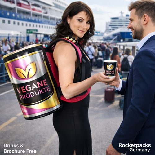 Professioneller Kaffee-Service bei Konferenzen mit dem mobilen Rückensystem.